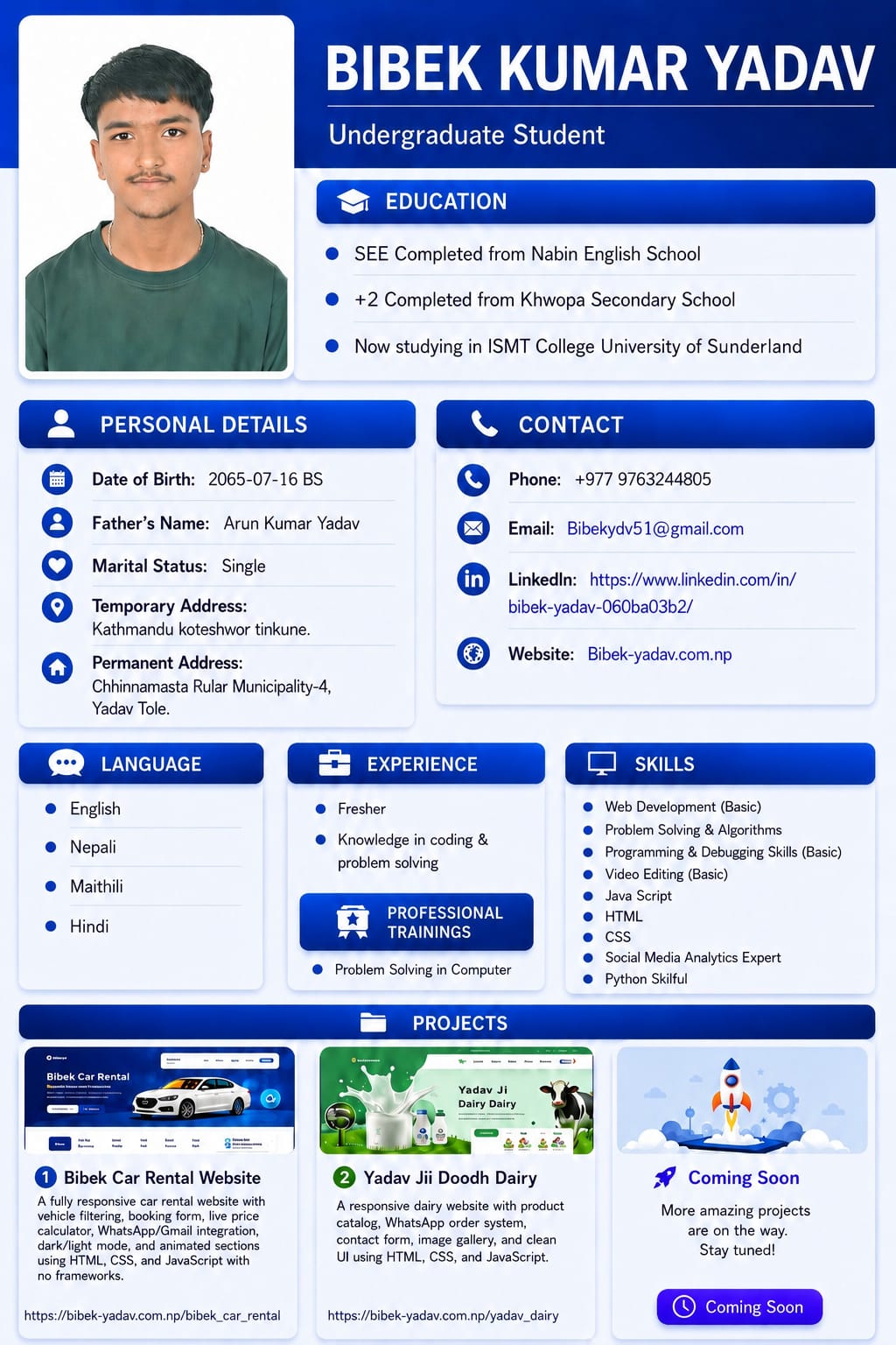 Bibek Kumar Yadav CV
